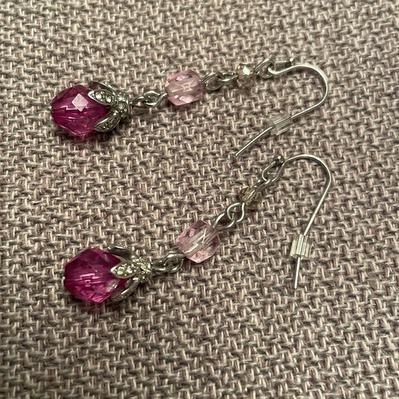 Beaded Drop Earrings with Silver Tone Metal Wires - Picture 3 of 5